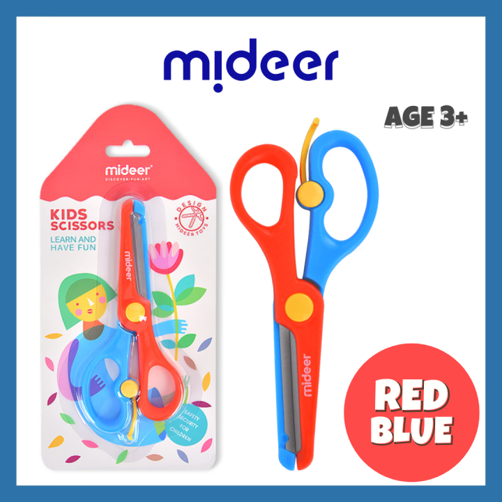 Red & Blue) Mideer Round Head Kids Safety Scissors For Children