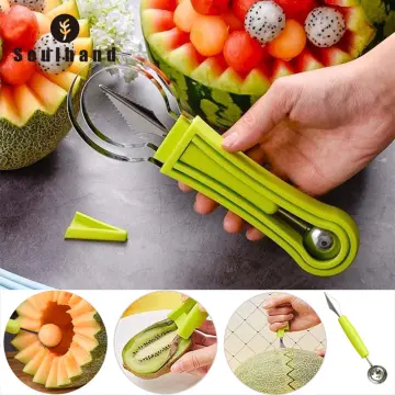 4 in 1 Melon Cutter Scoop Fruit Carving Knife Fruit Cutter Dig