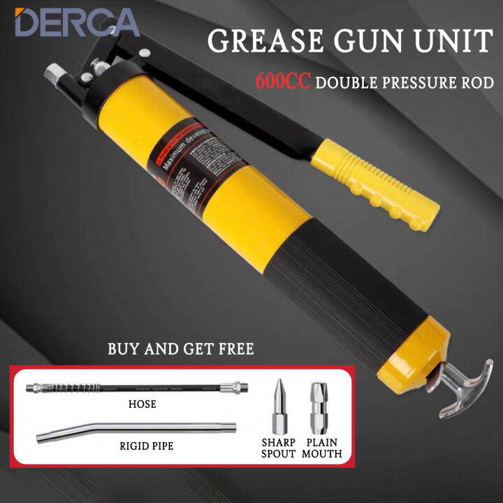 RDX Steel Tube Grease Gun 600CC Grease Gun Pump Heavy Duty High Pressure Oil Injection Grease