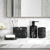 Resin Imitation marbling Bathroom Accessories Set Soap Dispenser Pump Bottle Toilet brush Soap Dish Toothbrush Holder cotton boxTH