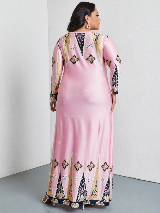 2023ฤดูหนาวผู้หญิงแขนยาวชุดขนาดบวก4xl-หญิงย้อนยุคพิมพ์วินเทจชุดขนาดใหญ่-abayas-มุสลิมชุดประเมิน