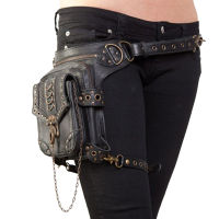 Norbinus Goth Women PU Leather Waist Fanny Leg Bag Drop Belt Hip Motorcycle Punk Rock Messenger Shoulder Crossbody Holster Pack