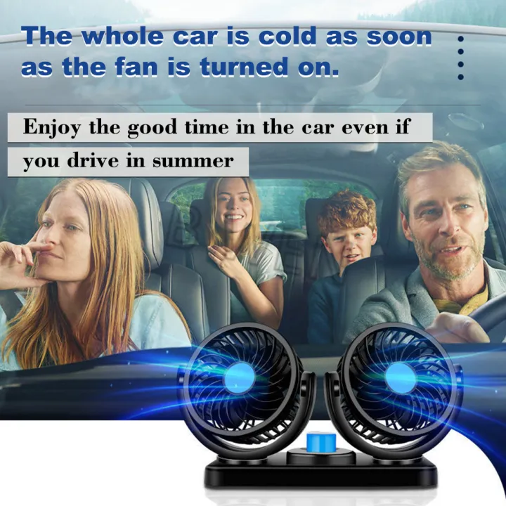 12V/24V Mini Electric Car Fan Low Noise Summer Car Air Conditioner 360