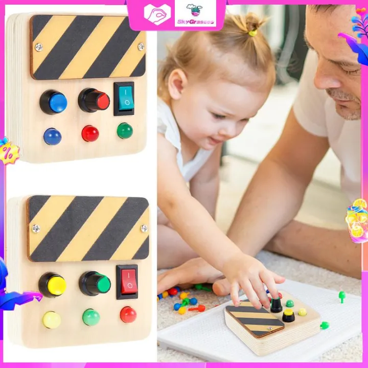 Montessori Busy Board LED Light Switch Busy Board Wooden Sensory Toys