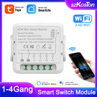 Tuya WiFi สมาร์ทโมดูลสวิทช์1234 Gang Smart Home Automation DIY Breaker 2 Way Control Work สำหรับ Alexa Home Alice