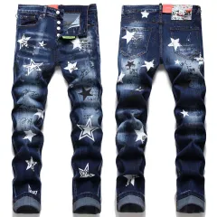 NEGJ Mens Ripped Jeans Stretch Knee Holes Skinny Slim Denim Pants Destroyed  Frayed Trousers With Pockets Fashion Patchwork at  Men's Clothing  store