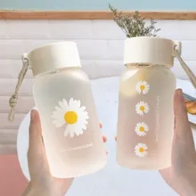 Little Daisy Frosted Water Bottle Creative Frosted Water Bottle Portable Rope for Travel Tea Cup Drink Bottle Tea Juice Cup
