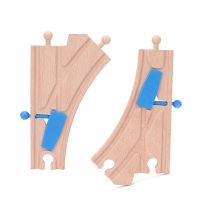 2pcsset Blue Y-Switch Junction Switching Track Wooden Train Track Accessories Educational Railway Toys Bloques De Construccion