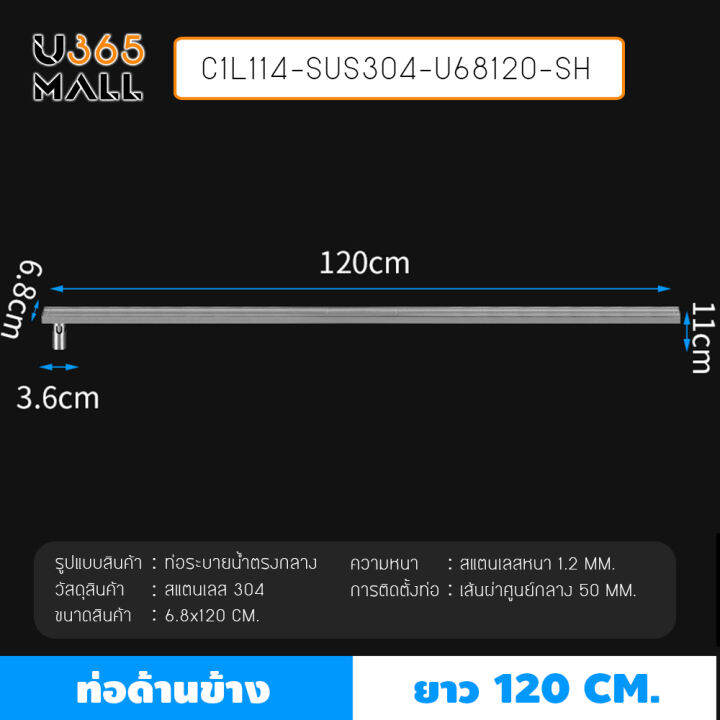 รางระบายน้ำ-ท่อด้านข้าง-ตะแกรงระบายน้ำสแตนเลส304-รุ่น-c1l109-c1l114