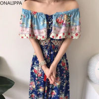 Onalippa Long Dresses Women One Word Collar Cuffed Single Breasted Pleated Waist Thin Dress Retro Temperament Womens Clothing