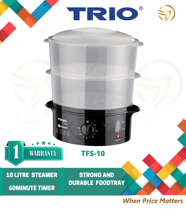 Trio 10L Electric Food Steamer 2 Tier TFS10 TFS10 Pengukus Makanan 蒸炉
