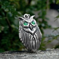 BEIER 2022 New Fashion Stainless Steel Viking Owl Pendant Green Red Eyes Necklace For Men Women Vintage Animal Jewelry