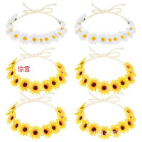 ที่คาดผมดอกทานตะวัน Seaside 11-หัว Hairband Scenic Daisy ดอกไม้เครื่องประดับผม Bohemian Beach Attraction Garland