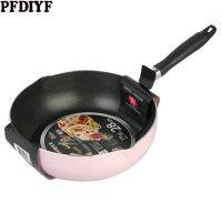 New 24/26/28cm Pink Non-stick Wok Medical Stone Frying Pan Steak Pan Pancake Breakfast Pot for Gas Stove and Induction Cooker