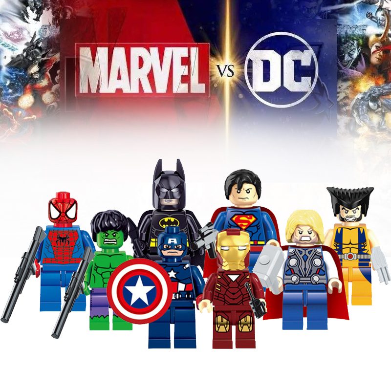 New Marvel Avengers Mini Figures Fit Lego Hulk Superman Thor Batman Spider-man 