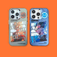 การชุบคุณภาพสูงเคสโทรศัพท์เงินสำหรับ IPhone 11 12 13 14 Pro Max เคสลายการ์ตูนสีทองซุนหงอคงฟ้า Vegeta ฝาหลัง