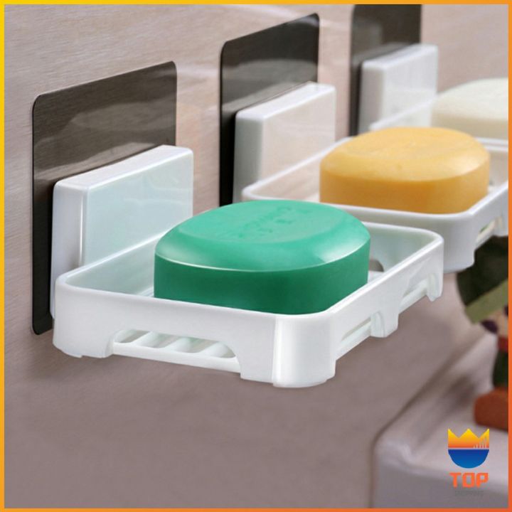 top-ที่วางฟองน้ำล้างจาน-ที่วางสบู่พลาสติก-ไม่ต้องเจาะผนัง-wall-mounted-soap-dish