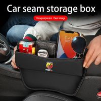 dvvbgfrdt Car Leather Seat Storage Box Gap Plug Storage Organizer With Abarth Logo For Fiat Abarth 595 Abarth 500 abarth 124 spider Car