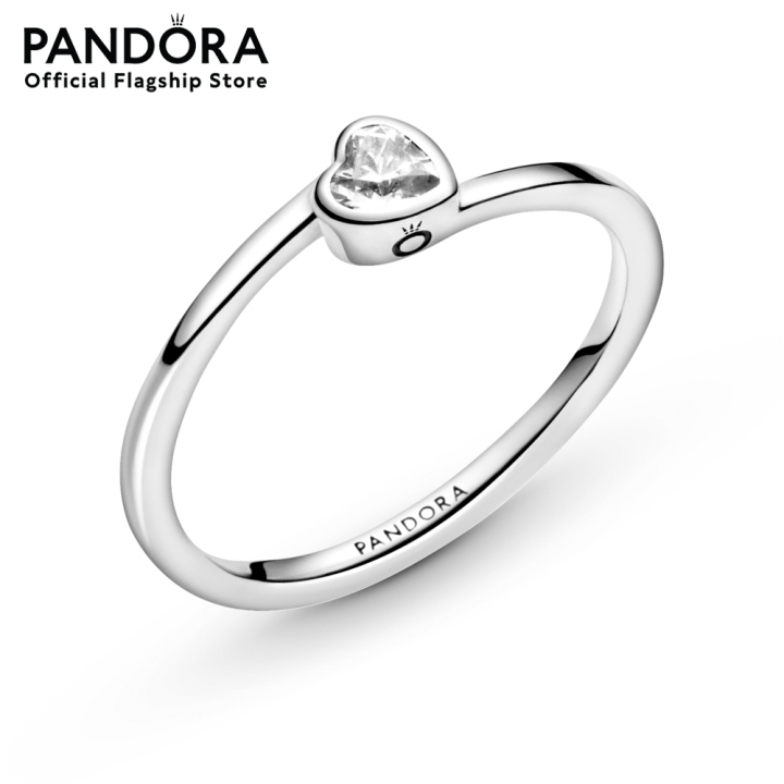 pandora-clear-tilted-heart-solitaire-ring-แหวนเงิน-แหวนสีเงิน-แหวนแพนดอร่า-แพนดอร่า