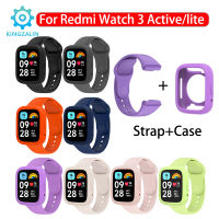 สาย Kingzalin + เคสสำหรับ Redmi Watch 3สายซิลิโคน Act/lite + เคสปกป้องแรงกระแทกสำหรับ Redmi Watch 3 Lite