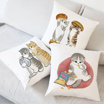 Cute Cat Print Pillow Case Decorative Sofa Bed Cushion Case Decoration Pillowcase Home Decor 45*45cm