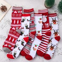 1 Pair Unisex Christmas Socks Santa Claus For Man Woman Lady Thickness Cotton Knit Xmas Funny Socks Elk Santa Stockings Socks Tights