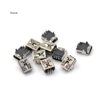 Renk 10pcs mini USB FEMALE 5 PIN TYPE B มุมขวา PCB SOCKET CONNECTOR 2ขา DIY