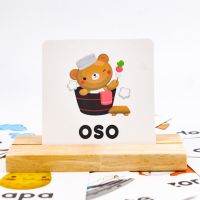 Kids Wooden Spelling Spanish Word Puzzles Games Educational Toy for Children Spanish Alphabet Cards Letter Learning Blocks Toys Flash Cards