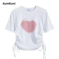 ฤดูร้อนแฟชั่นแขนสั้น KUMI สำหรับผู้หญิงรักเสื้อยืดพิมพ์ลาย