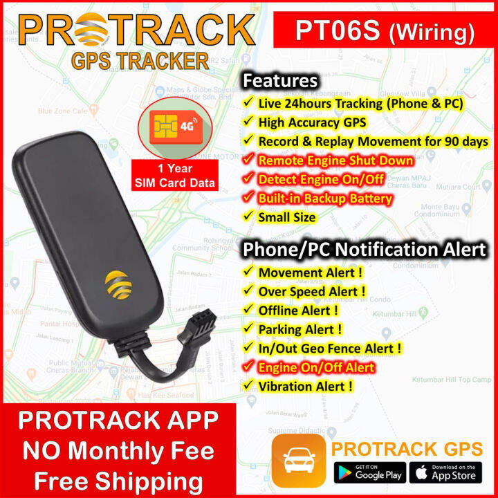 GPS Tracker PT06S Engine Cut Off [12 Months GPS Data Included] for Car