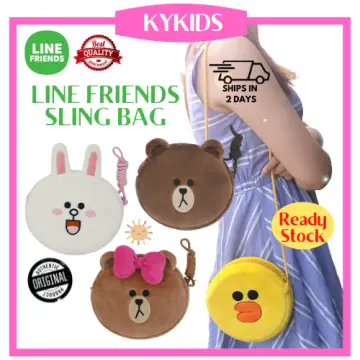 Authentic Line Friends Brown Bear Cony Bunny Silicone Crossbody Bag