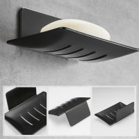 Wall Mounted Bathroom Shower Sponge Holder Free-Punching Storage Plate Draining Adhesive Sticky Tray Organizer Household Black