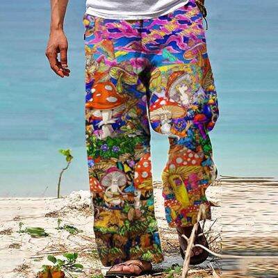 Bohemian Oversize Long Trousers 3d Print Slacks Loose Bottomwear Wide Legs Mens Pants Beachwear Vacation Pantalones Hombre