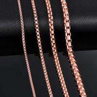 1 Piece 2mm/3mm/4mm/5mm Thickness Rose Gold Color Link Jewelry Classic Curb Necklace Stainless Steel Chain for Men Women