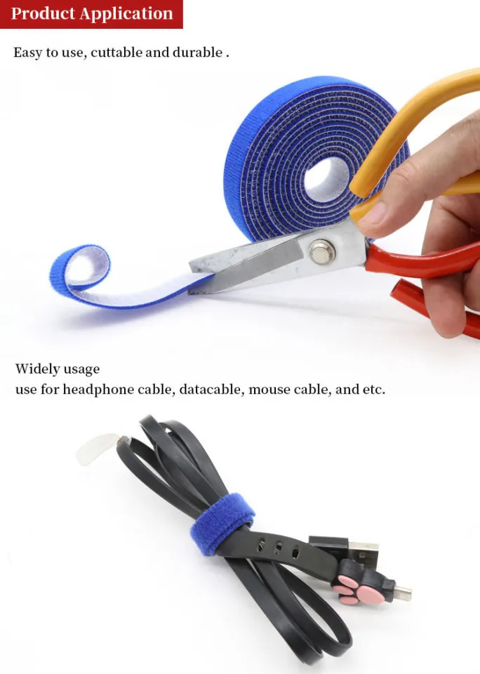 Self Adhesive Tape Reusable Cable Tie Wire Straps Tape DIY Accessories  10/15/20/25mm 5 meters