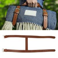 1 Pc Adjustable And Durable Portable Carpet Yoga Strap Hand Strap Travel Picnic Mat With Pu Leather Strap Chrome Trim Accessories