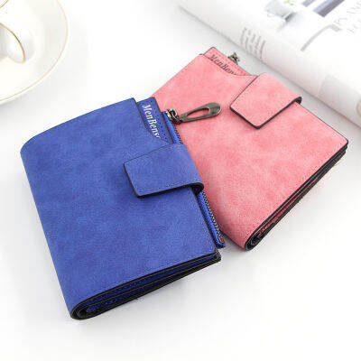 New womens short Wallet Zipper bag buckle large capacity multi card position frosted student wallet womens wallet  O9NX