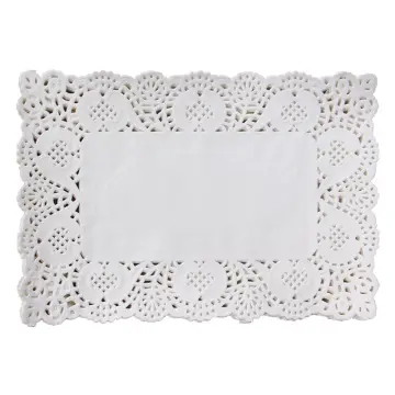 150 Pcs/Pack Rectangular Paper Lace Doilie White Coasters Baking