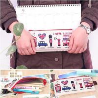 Korean Letter London Printed Oxford Pencil Bag Student Stationery Bag Pencil Case