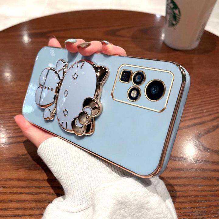 เคสโทรศัพท์กระจกแต่งหน้าพับได้สำหรับ-infinix-zero-x-neo-infinix-zero-x-pro-x6811b-x6811-x6810แมวการ์ตูนน่ารักมีที่ยึดอเนกประสงค์เคสหลังเคสเนื้อนิ่มเคลือบผิวด้วยไฟฟ้า-tpu