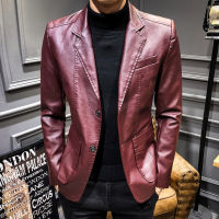 Winter Thicken Mens PU Faux Leather Jacket Fashion Slim Fit New Leather Suit Men Business Casual Leather Jacket Black Coats