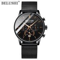 {Miracle Watch Store} BELUSHI ยอดนิยมแบรนด์หรูผู้ชายดูเต็มเหล็กกันน้ำกีฬาควอตซ์บุรุษนาฬิกาที่มีโครโนกราฟนาฬิกาข้อมือ Relógio Masculino