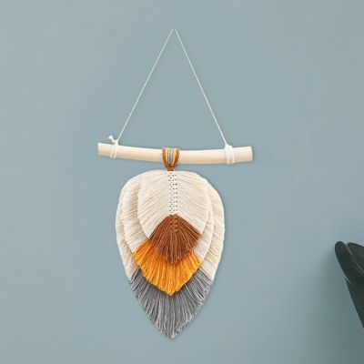 Multicolor Leaf Shaped Macrame Wall Hanging Cotton Weaving Handmade Wall Decor for Bedroom Home Decoration