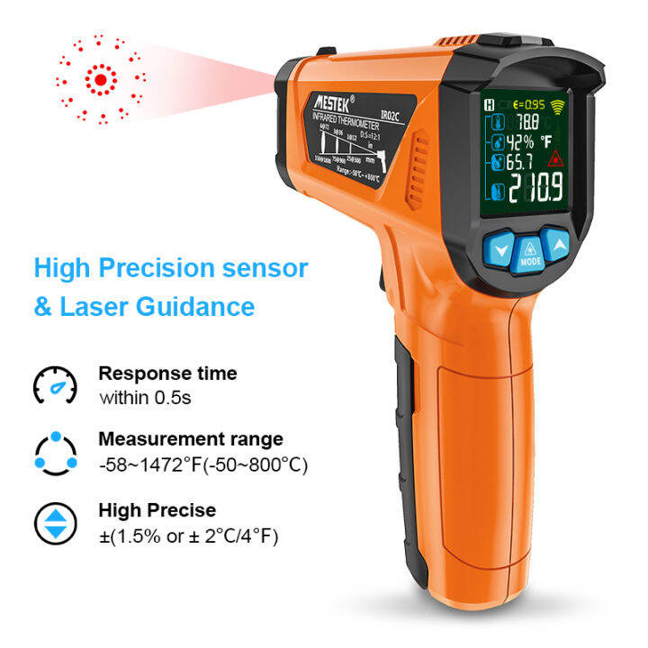MESTEK IR02C Digital Infrared Thermometers -50°C to 800°C (-58°F to ...
