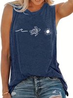 xixibeauty Solid Color Graphic Tank Top, Casual Sleeveless Crew Neck Tank Top For Spring &amp; Summer, Womens Clothing