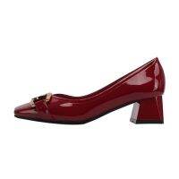 Spring/summer 2023 new French wine red patent-leather documentary shoes in her head thick with soft leather female wedding shoe heels