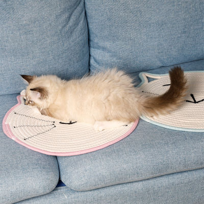 Hand-Woven Cotton Cat Pad Cat Scratching Post Cardboard Cushion Pet Soft Knitted Grinding Claw Scratcher Cozy Kitten Little Mat