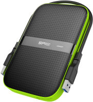 SP Silicon Power 2TB Rugged Portable External Hard Drive Armor A60 Shockproof USB 3.1 Gen1 for PC Mac Xbox and PS4 Black 2TB Black-Green