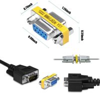 DB9 VGA 9 พิน ชายกับชายมินิเพศเปลี่ยนแปลงอะแดปเตอร์เชื่อมต่อ