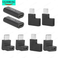 2 Buah USB C Adaptor Tipe-c Laki-laki Ke Perempuan Perempuan Ke Perempuan Kanan Kiri Miring 90 Derajat Adaptor Ekstensi untuk Tablet Laptop